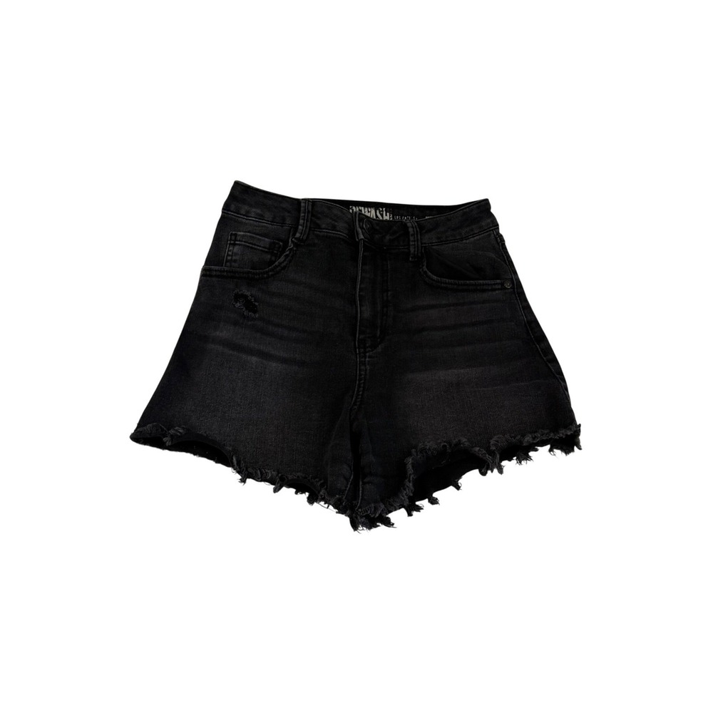Rewash‎ Super High Rise Black Denim Cut Off Shorts Distressed Frayed Size 1 25H